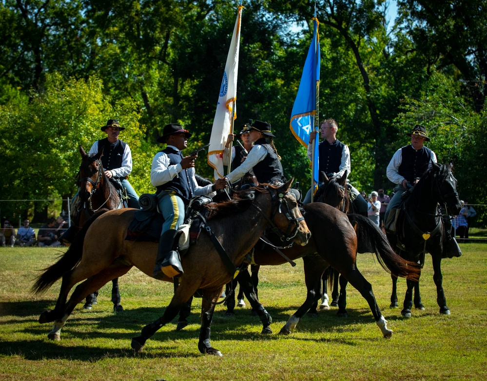 1st Infantry Division Commanding General's Mounted Color Guard participate in Chisholm Trail Festival