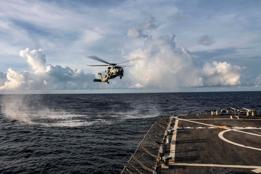 USS Higgins Conducts Flight Operations With Royal Australian Navy