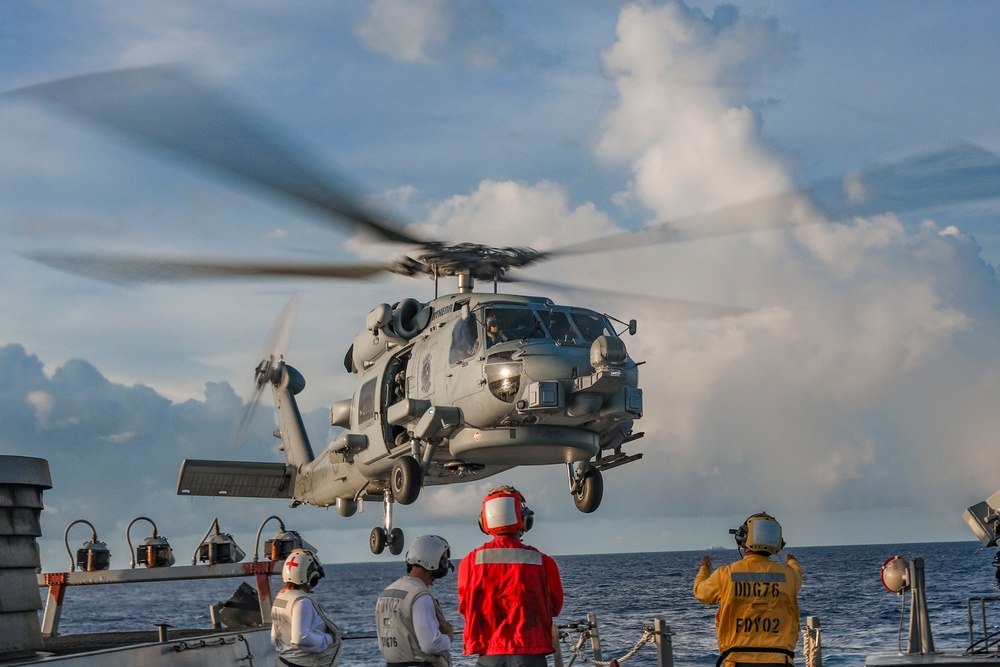 USS Higgins Conducts Flight Operations With Royal Australian Navy