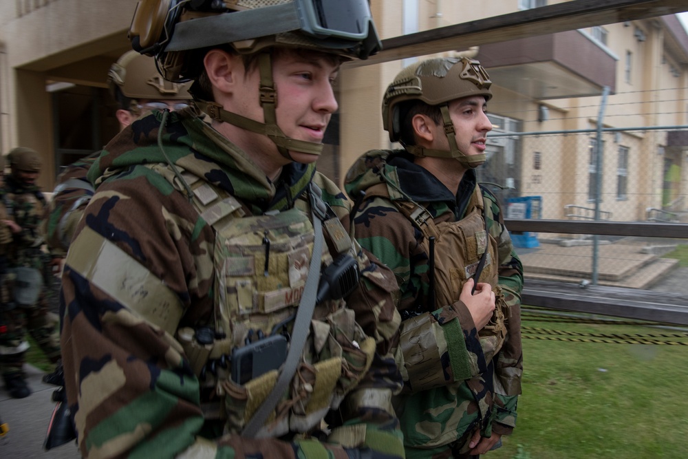 The 374th SFS conducts protest control exercise during SRI