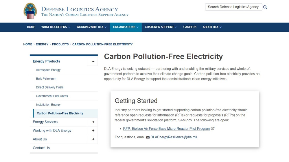 DLA Energy launches informative carbon pollution-free electricity webpage