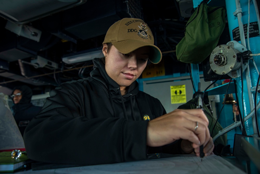 U.S. Navy Officer Utilizes Maneuvering Board