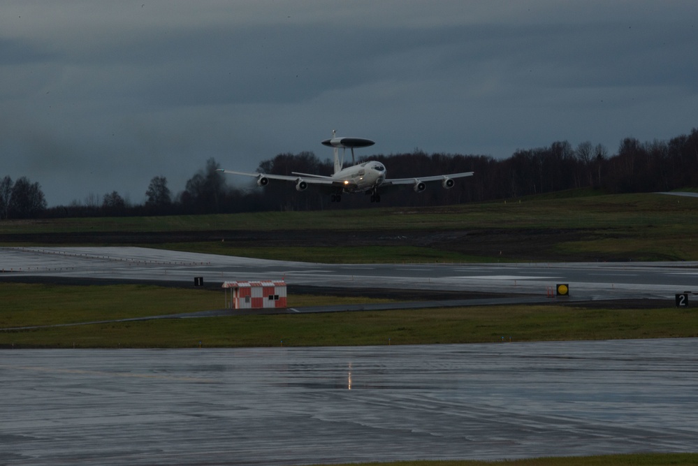 NATO E-3 AWACS reconnaissance plane lands at JBER during RF-A 23-1