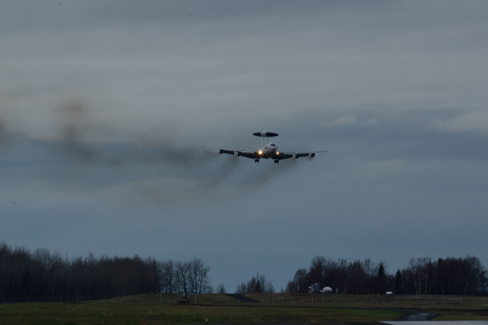 NATO E-3 AWACS reconnaissance plane lands at JBER during RF-A 23-1