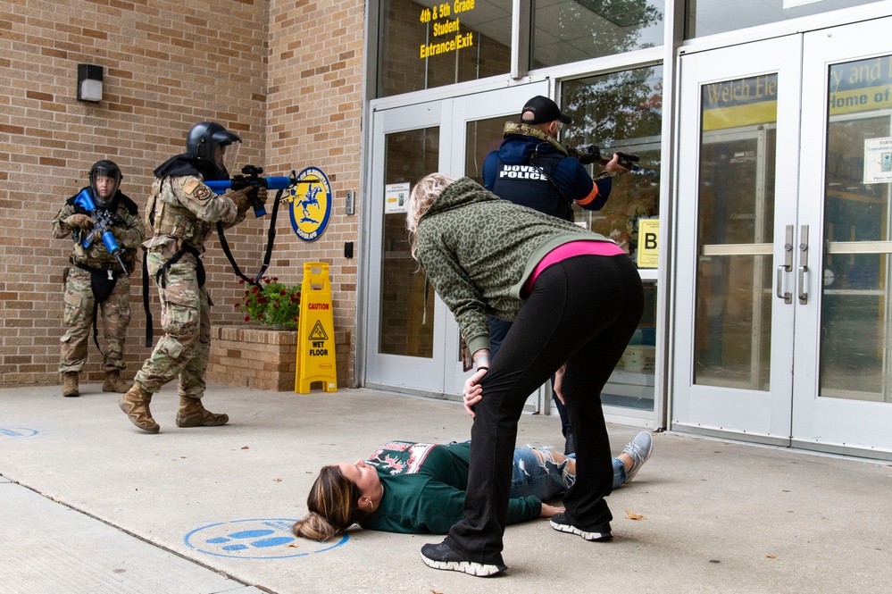 Team Dover, community first responders work together in active shooter exercise