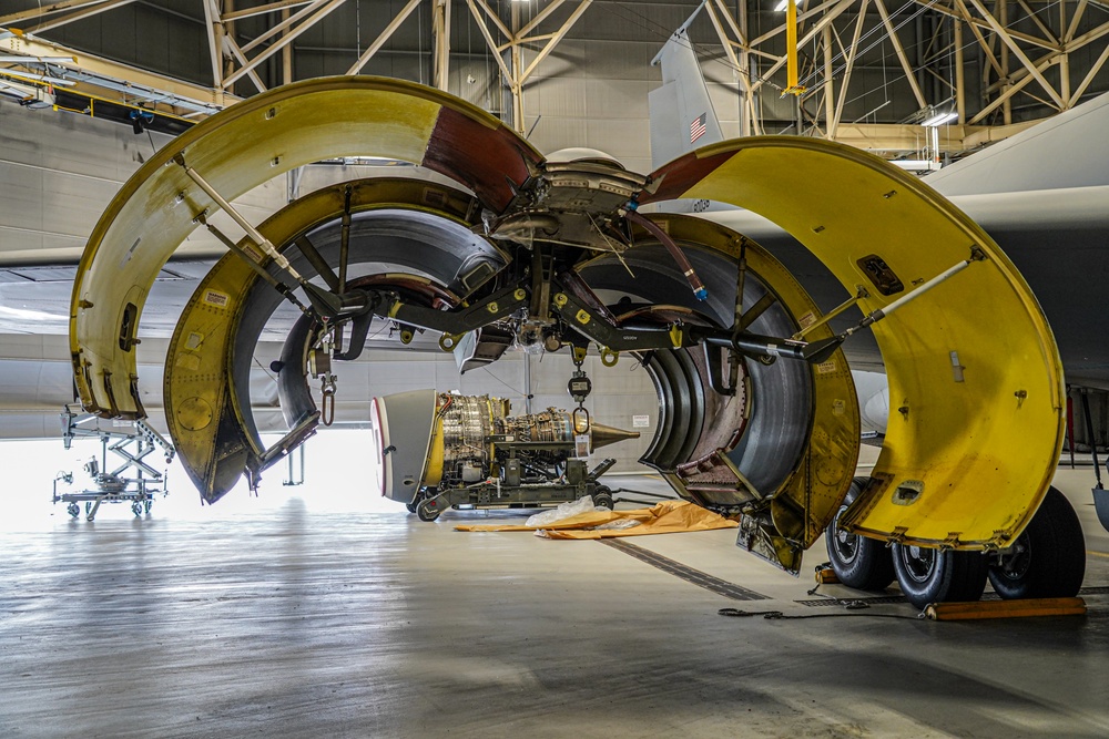 Empty engine compartment on KC-135 Stratotanker