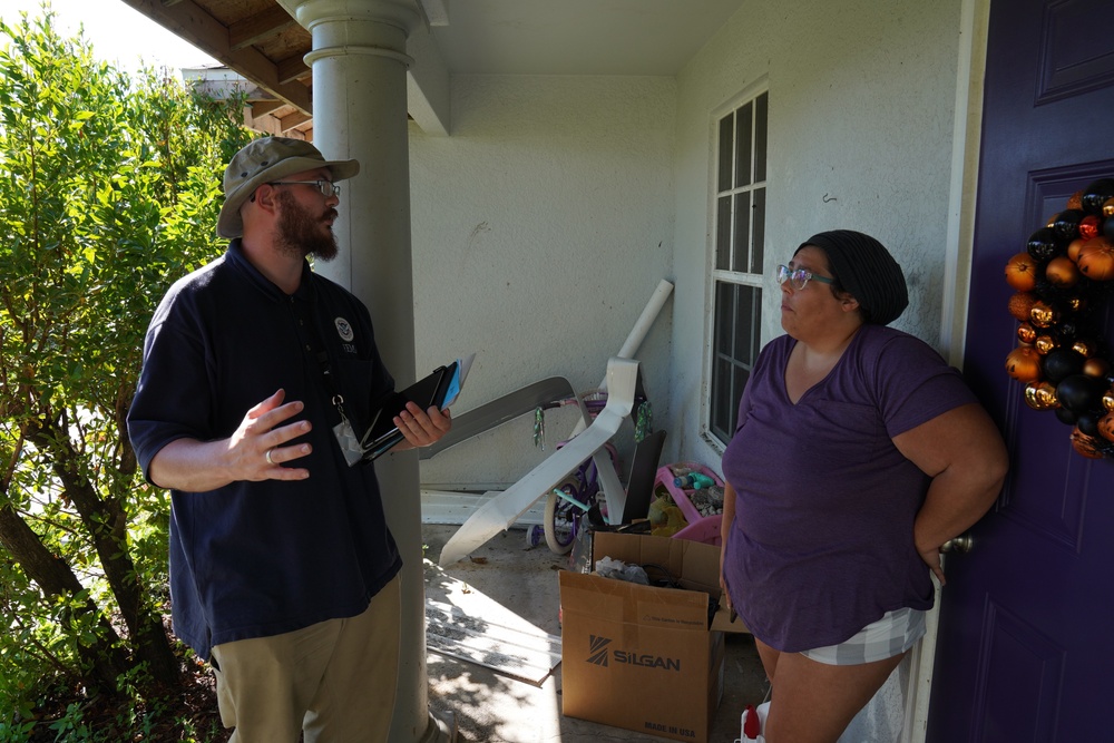 FEMA Disaster Survivor Assistance Team Speak with Survivor on Registering for Disaster Assistance