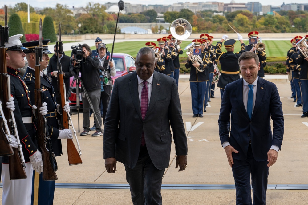 Secretary Austin hosts Estonian Defense Minister Hanno Pevkur