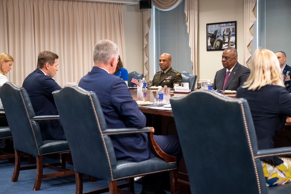 Secretary Austin hosts Estonian Defense Minister Hanno Pevkur