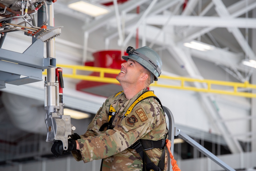 Pease Airmen Complete First APU Install in KC-46