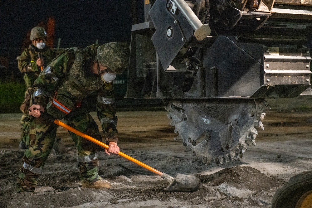 374th CES conduct Rapid Airfield Damage Repair during an SRI