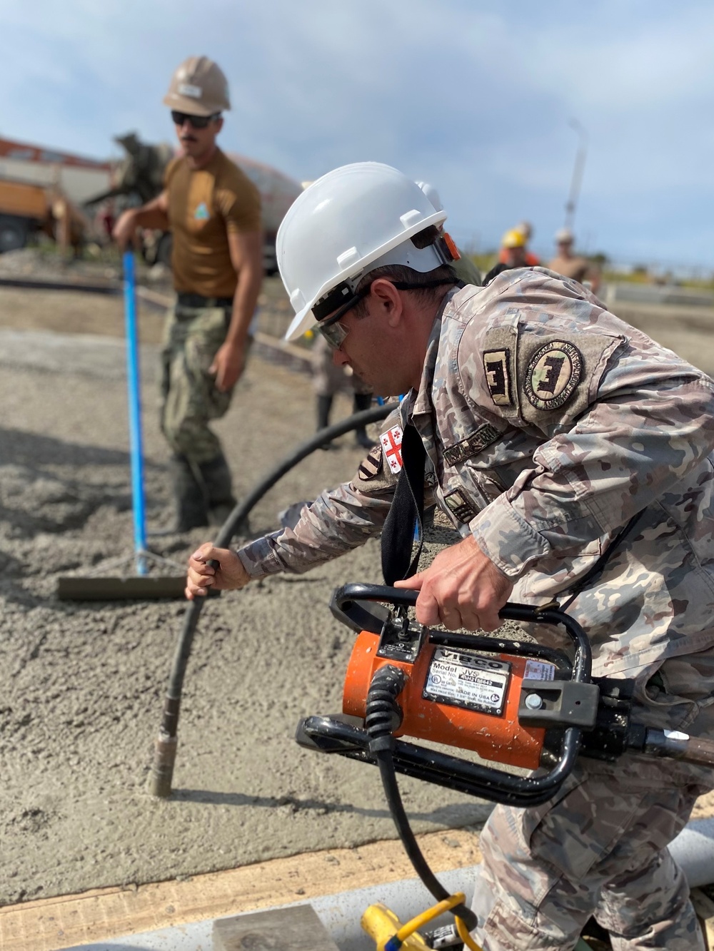 NMCB 11 Conducts Joint Concrete Placement with Georgian Army Engineering Platoon