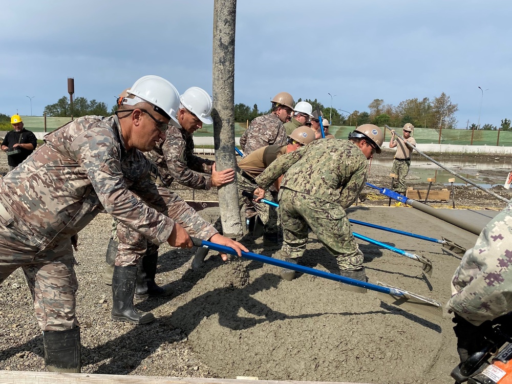 NMCB 11 Conducts Joint Concrete Placement with Georgian Army Engineering Platoon