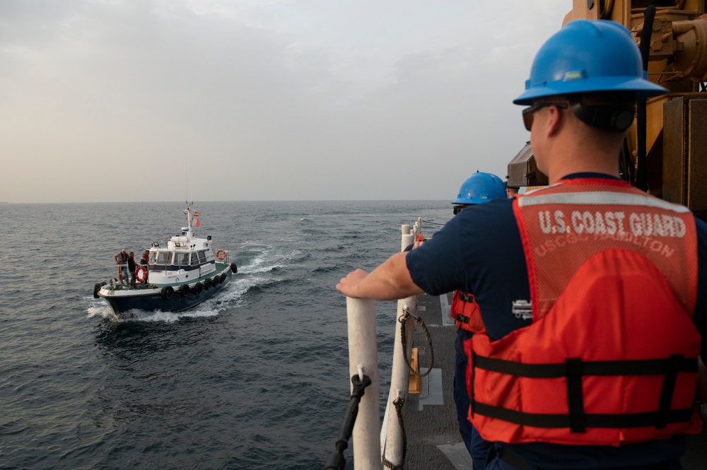 Coast Guard Cutter Hamilton arrives in Rota, Spain for EUCOM deployment