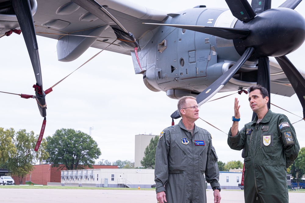 Missouri top military leader tour French aircraft at Rosecrans