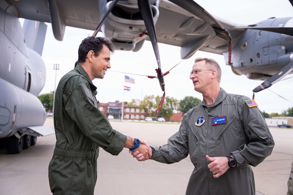 Missouri top military leader tour French aircraft at Rosecrans