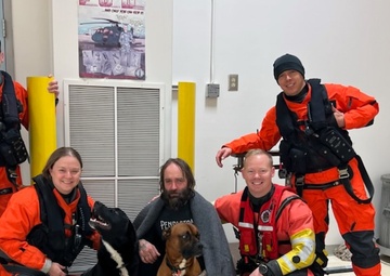 Coast Guard aircrew rescues man, 2 dogs in Freshwater Bay, Alaska