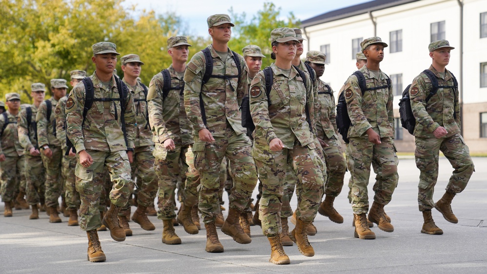 Technical training students marching