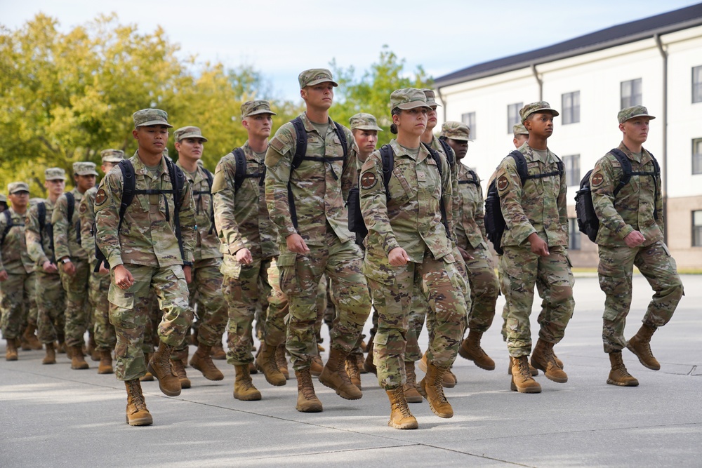 Technical training students marching