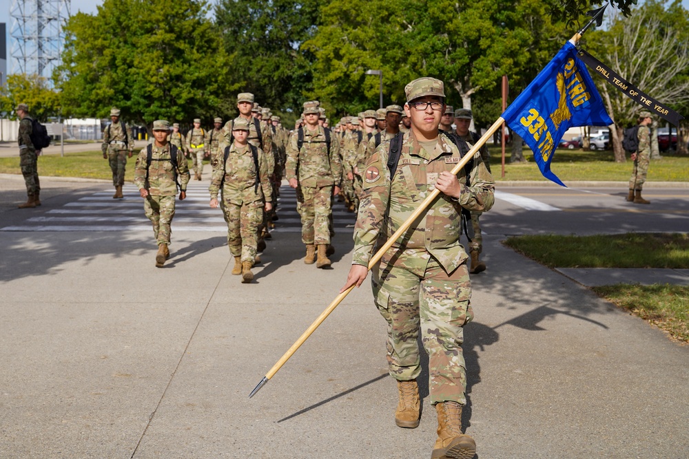 Technical training students marching