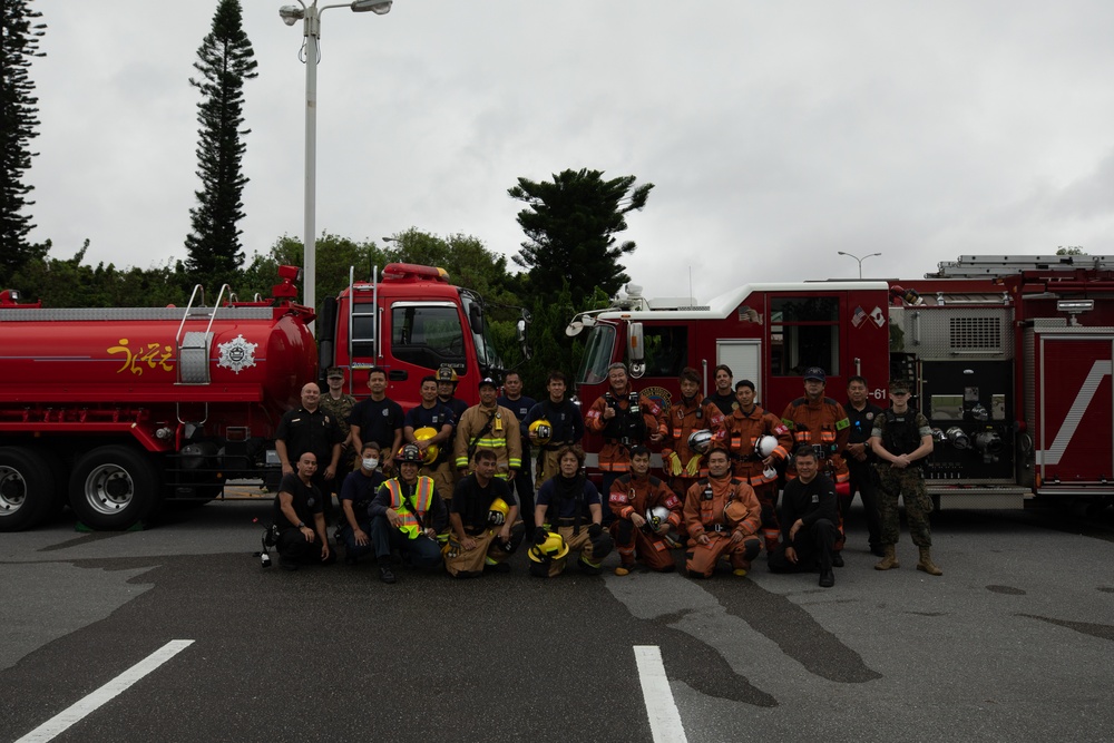 Urasoe Fire Department Rescue Team and MCIPAC Fire and Emergency Services conduct bilateral training