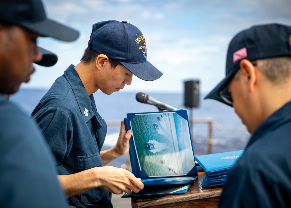 USS Ramage Holds All Hands Call