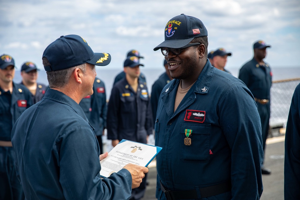 USS Ramage Holds All Hands Call