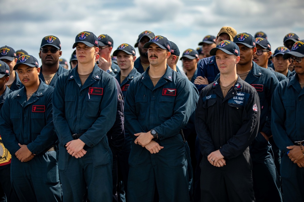 USS Ramage Holds All Hands Call