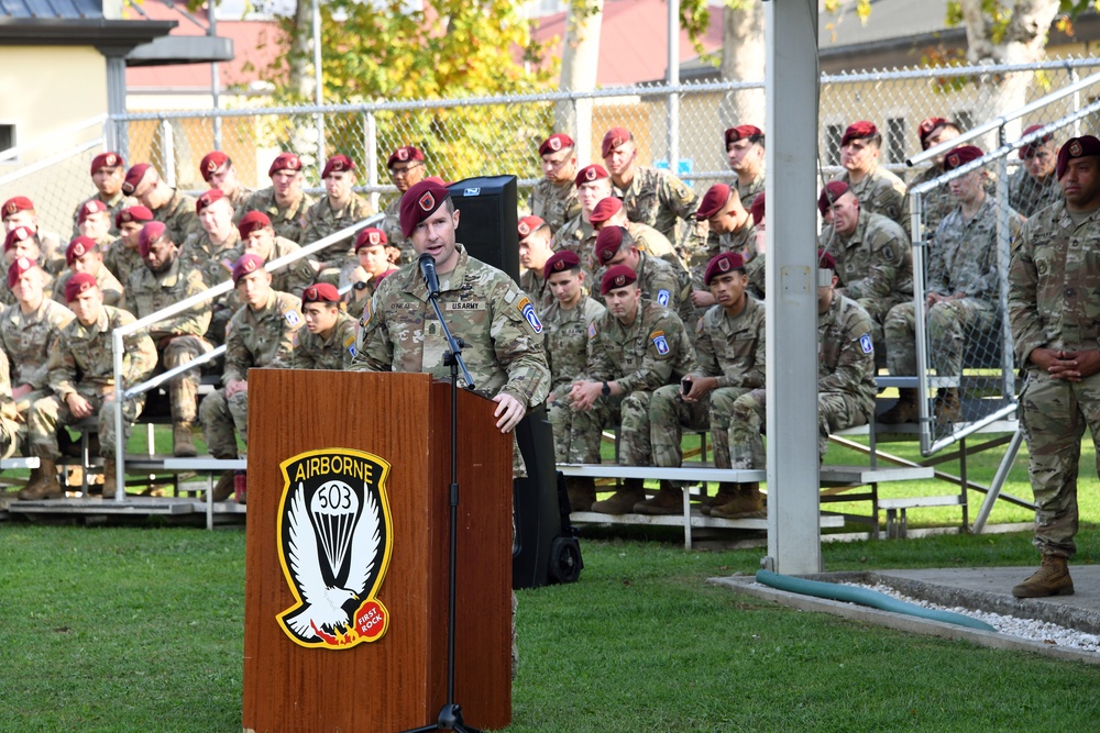 1st Battalion, 503rd Parachute Infantry Regiment, 173rd Airborne Brigade Change of Responsibility Ceremony