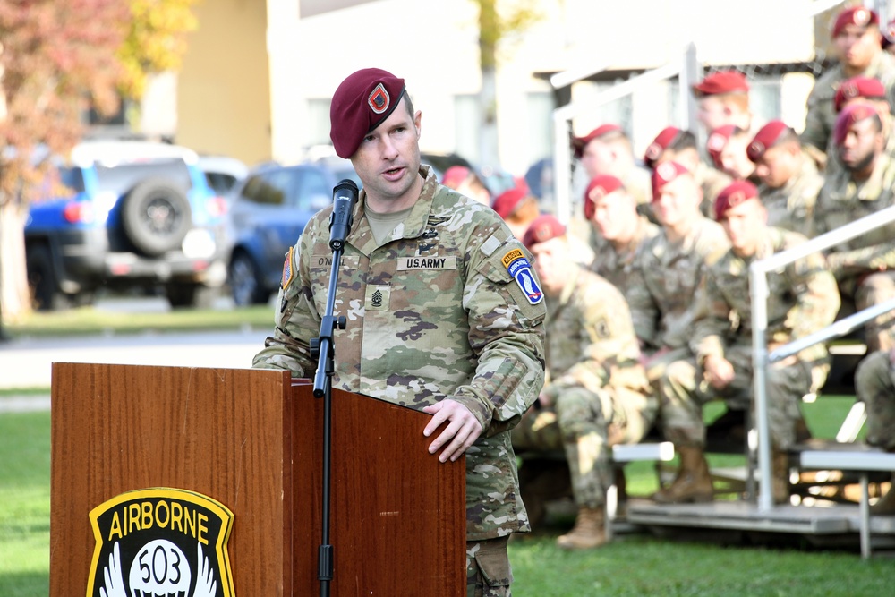 1st Battalion, 503rd Parachute Infantry Regiment, 173rd Airborne Brigade Change of Responsibility Ceremony