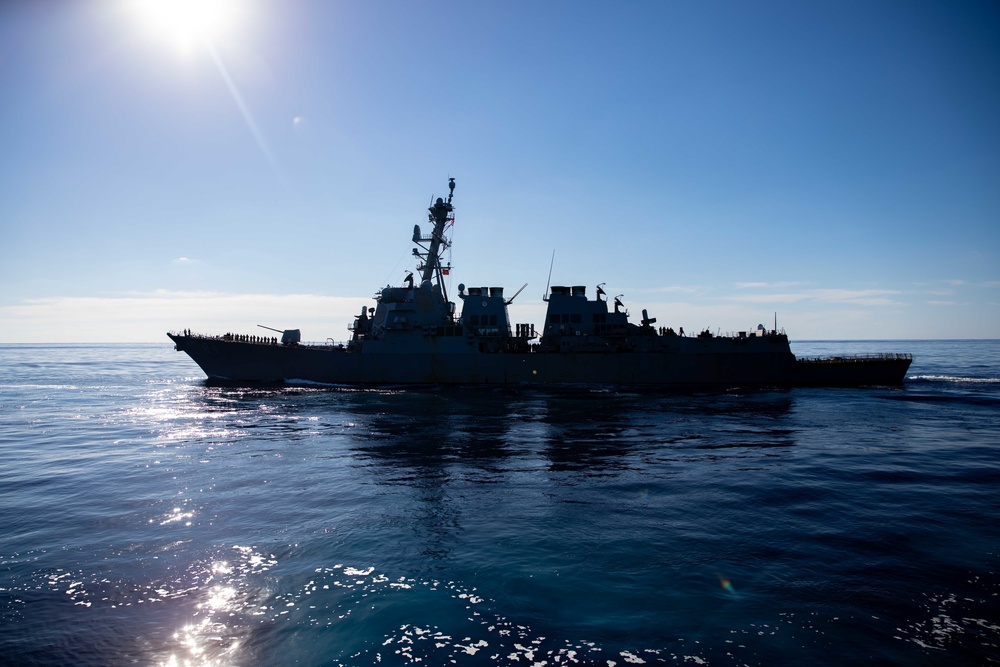 USS Ramage Conducts Replenishment-at-Sea with MV Asterix