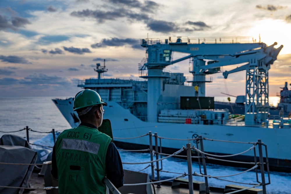 USS Ramage Conducts Replenishment-at-Sea with MV Asterix