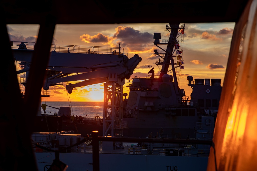 USS Ramage Conducts Replenishment-at-Sea with MV Asterix