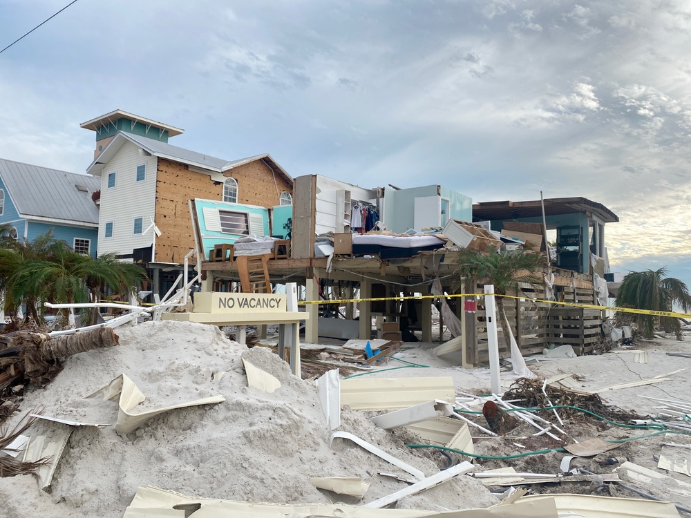 Destroyed Houses Line the Shore of Fort Myers Beach