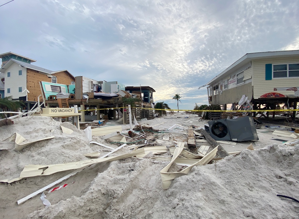 Debris Lines the Shore of Fort Myers Beach