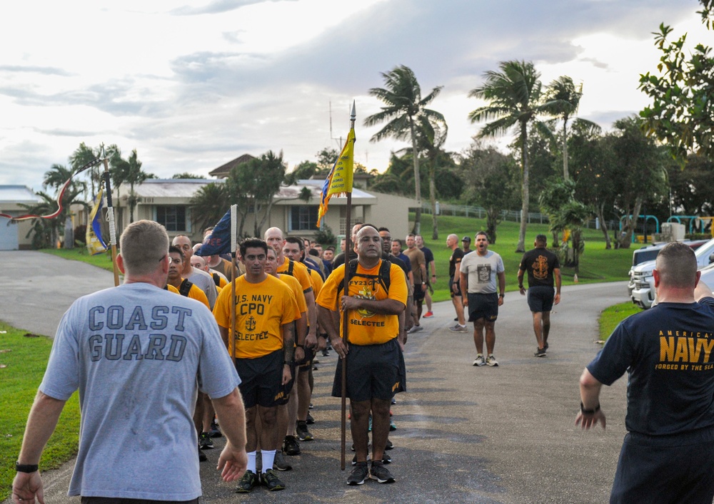 Guam Chief Selectees PT at Flag Circle