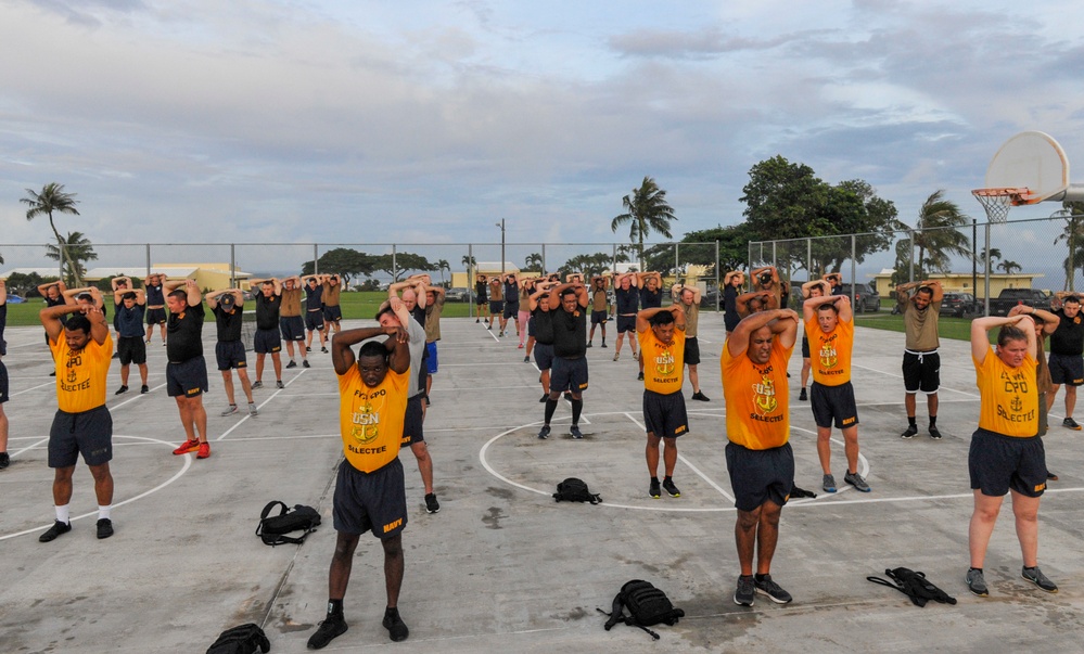 Guam Chief Selectees PT at Flag Circle