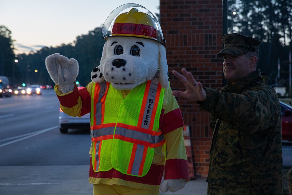 Sparky gate visit on MCAS New River