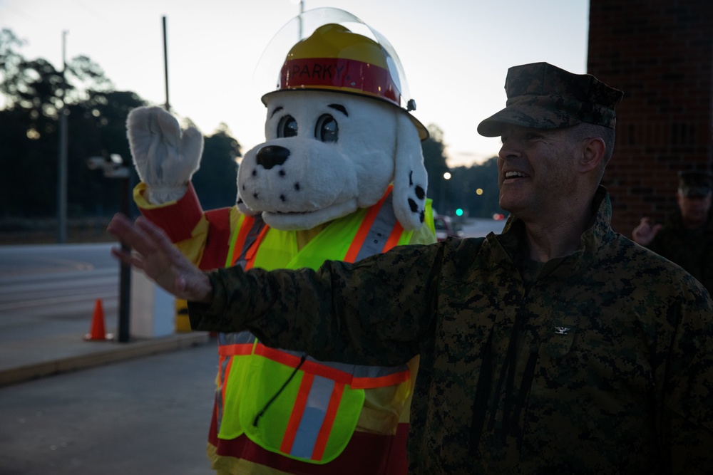 Sparky gate visit on MCAS New River