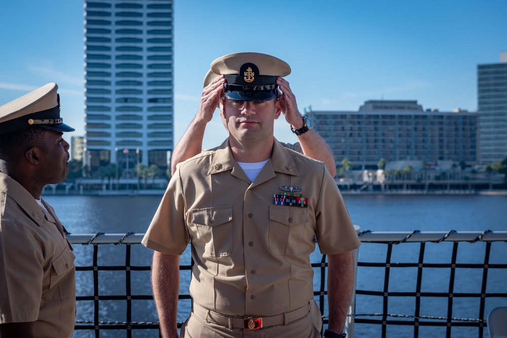 CPO pinning aboard USS Orleck