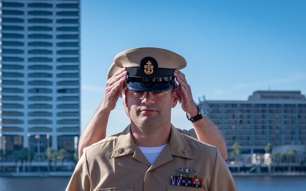 CPO pinning aboard USS Orleck