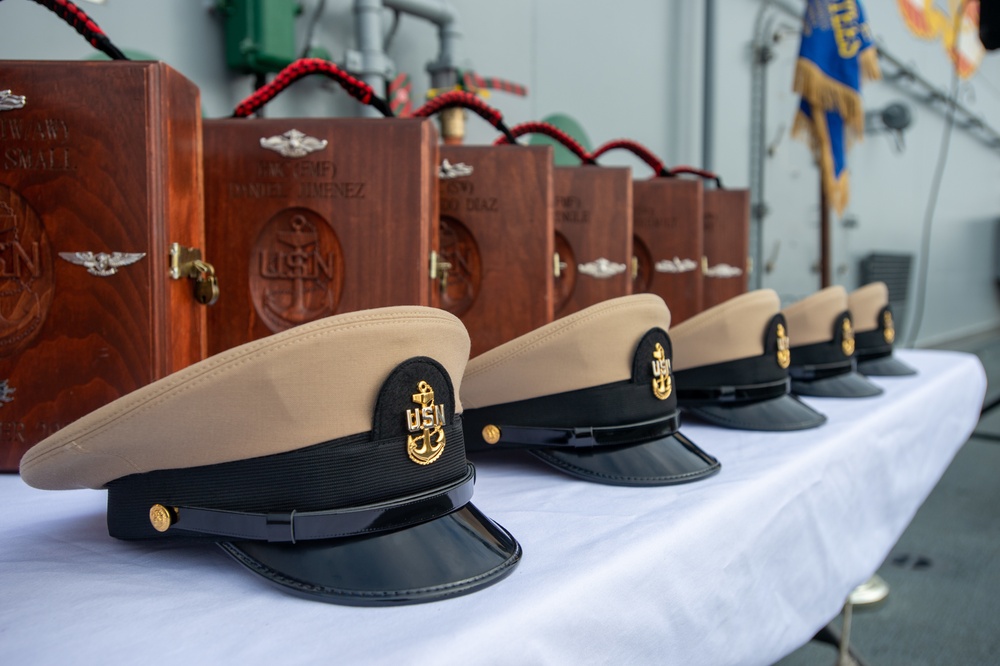 USS Boxer Sailors Receive Their Anchors During Chief Pinning Ceremony