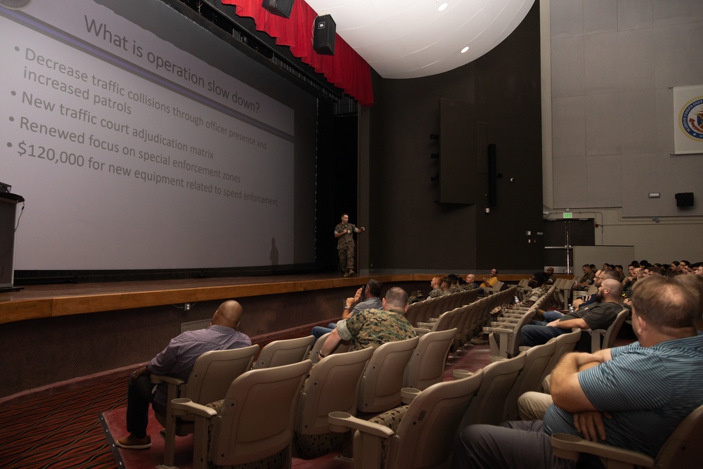 Camp Pendleton Marines and civilian employees receive holiday safety brief