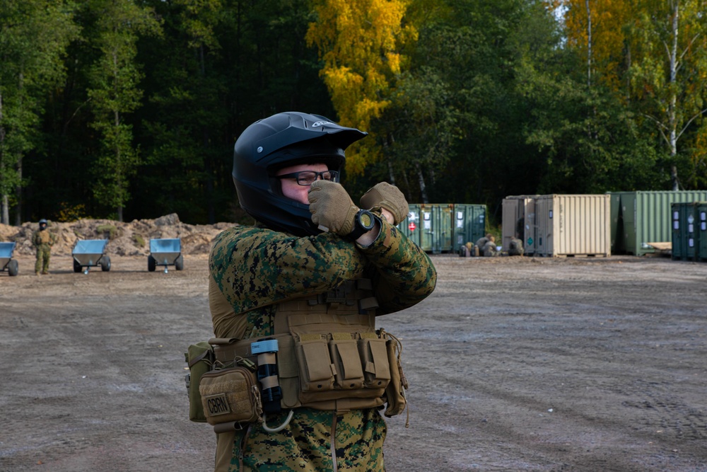 U.S. Marines participates in a Finnish ATV course