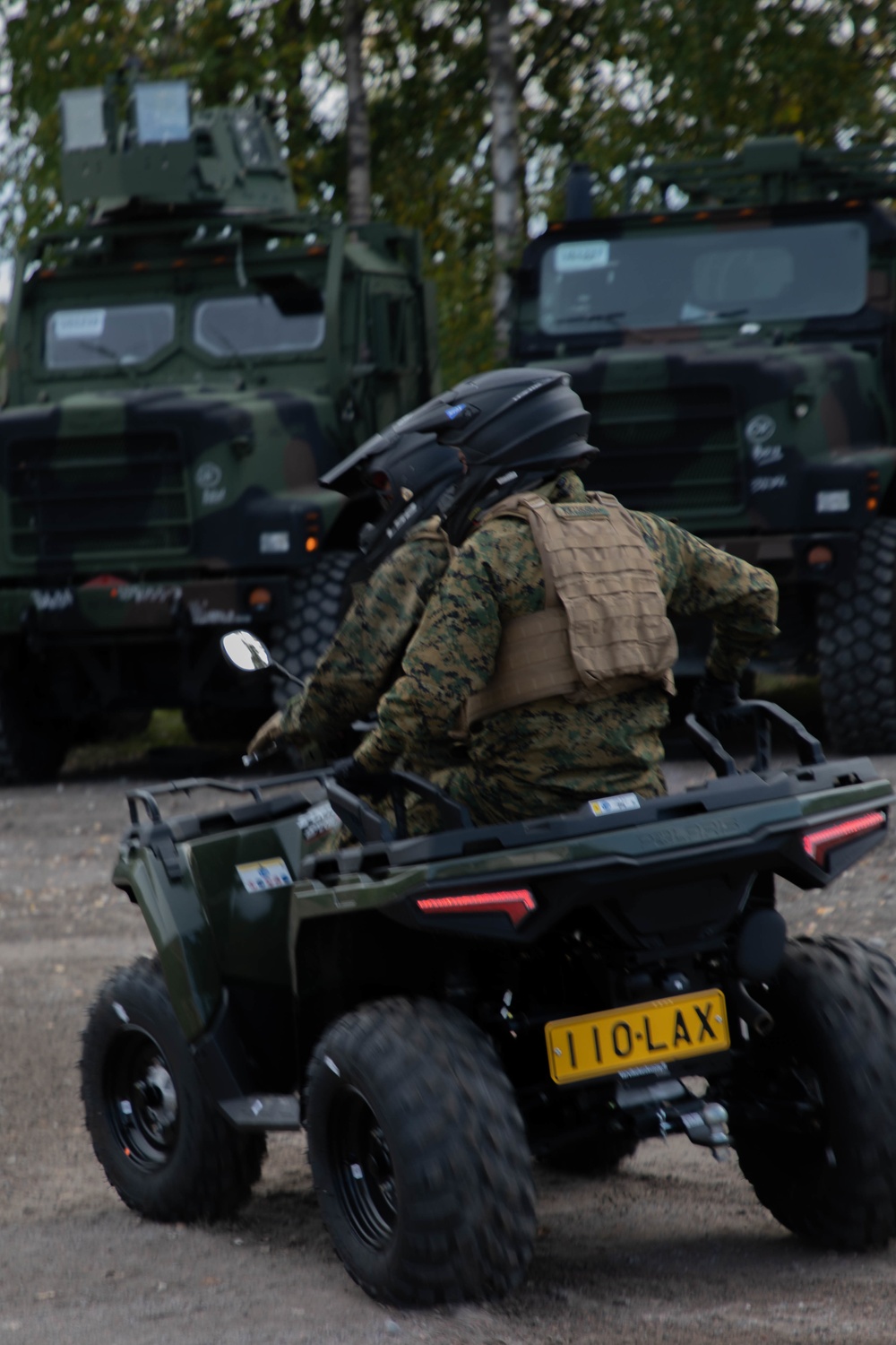 U.S. Marines participates in a Finnish ATV course