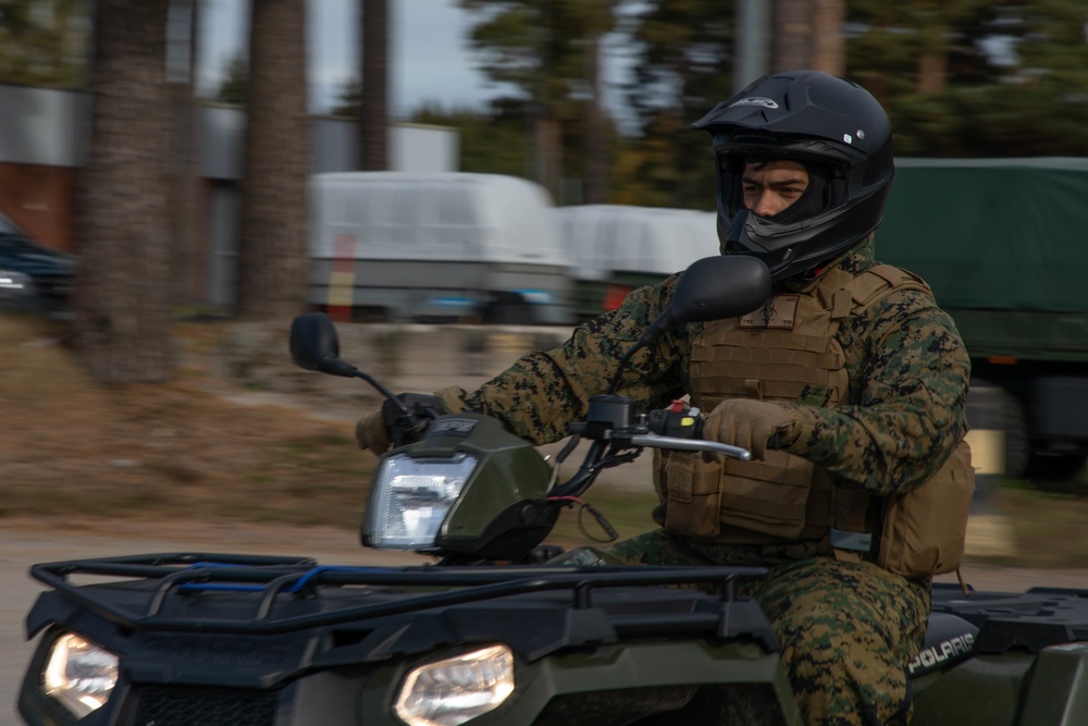 U.S. Marines participates in a Finnish ATV course