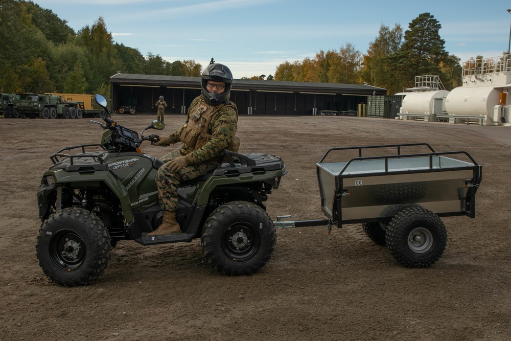 U.S. Marines participates in a Finnish ATV course