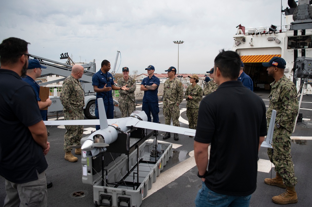 Crewmembers of Coast Guard Cutter Hamilton give tour to members of U.S. Sixth Fleet in Rota, Spain