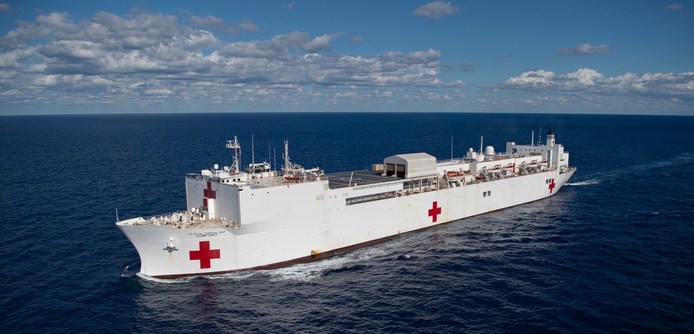 USNS Comfort Steams Through the Atlantic