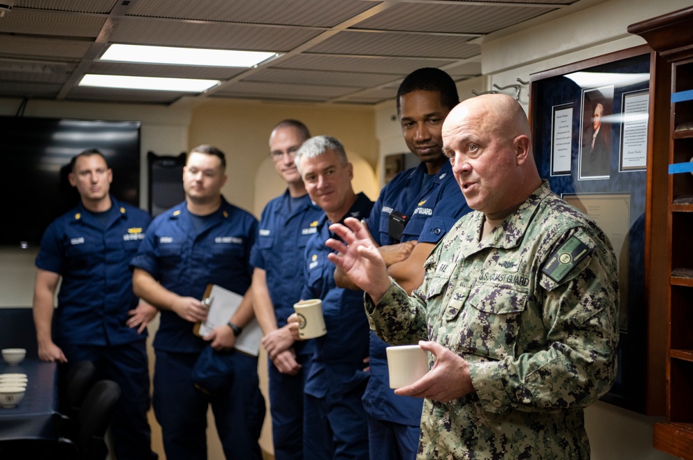 Crewmembers of Coast Guard Cutter Hamilton give tour to members of U.S. Sixth Fleet in Rota, Spain